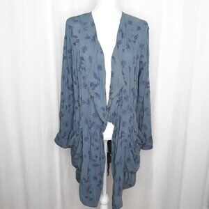 Anthropologie Hei Hei Melita Dusty Blue Embroidered Jacket